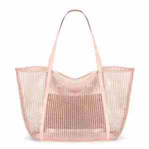 BESTELLA Polyester Mesh Tote <b>Bag</b> With Zipper Front Pocket Accept Custom logo Large Capacity Handbag Casual Beach <b>Bags</b> for Women - Product Image 4
