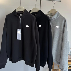 Q1 Winter Sporty <strong>Men's</strong> 100% Cotton Quarter-zip Suit Half-zip <strong>Pullover</strong> and Pants - Product Image 2