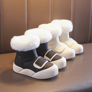 Bottes de neige en cuir à hauteur de cheville pour enfants, bottes de neige en fourrure pour filles, bottes de neige imperméables pour enfants, bottes de neige de marque pour enfants - Product Image 5