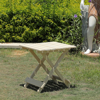 Table de camping en plein air pliante latérale d'usine BSCI Table pliante de camping en cèdre carrée en bois innovante