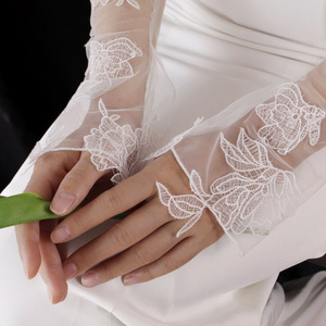 <span class=keywords><strong>Gants</strong></span> de mariée longs en dentelle brodée pour femmes, élé<span class=keywords><strong>gants</strong></span> <span class=keywords><strong>gants</strong></span> de mariage blancs - Product Image 4