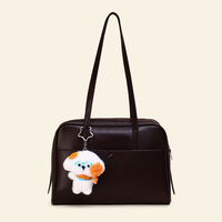 Lot de porte-clés Kawaii en forme de chien blanc, avec breloque en peluche chiot Bichon Frisé, chaîne à billes et fermoir étoile mousqueton pour sac et sac à dos