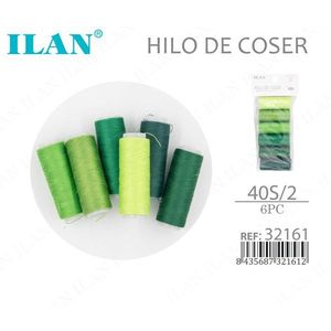 Filo da Cucito Ilan 40S/2 Set da 6 Pezzi Colore Verde per Progetti di Cucito - Product Image 1