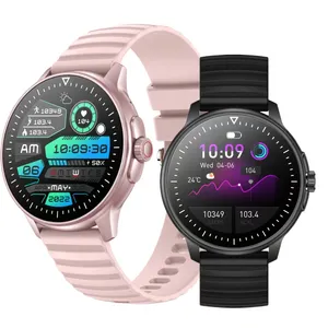 Zw45圆形智能手表，带22毫米硅胶带彩色屏幕和Ips触摸屏多运动模式智能可穿戴设备