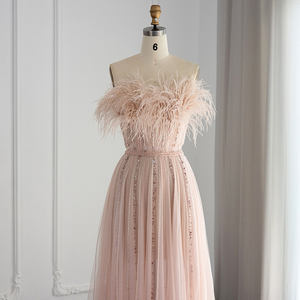 Jancember LSCZ136 Boho Plume Sans Manches Soirée Formelle Robes De Soirée Pour Femmes - Product Image 2