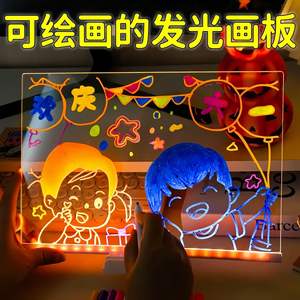 กระดาน<span class=keywords><strong>วาด</strong></span><span class=keywords><strong>ภาพ</strong></span>เรืองแสงแบบเสียบปลั๊ก DIY กระดานอะคริลิคสำหรับเรียนรู้ กระดานบันทึกข้อความแบบลบได้ ไฟตกแต่งกลางคืน - Product Image 2