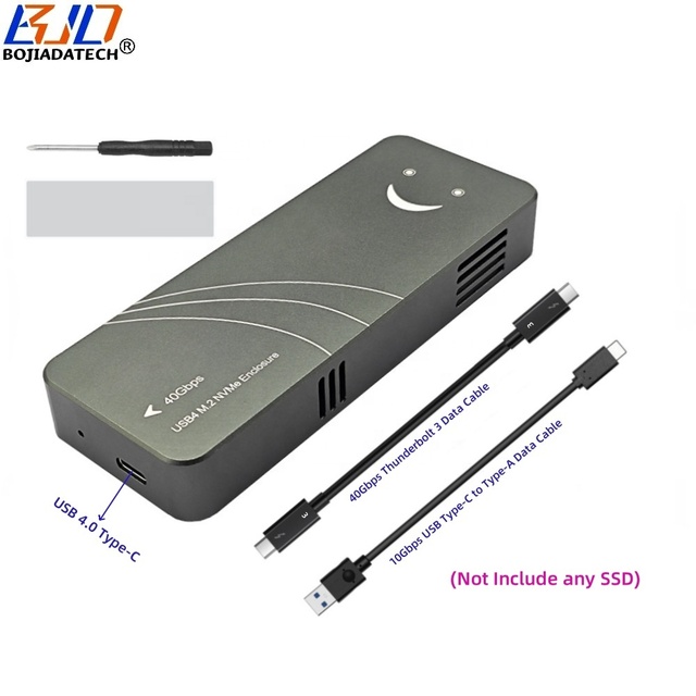 Wholesale 40Gbps USB 4.0 Type-C Connector NGFF M.2 NVMe SSD Enclosure Solid State Drive Case With Thunderbolt 3 Data Cable