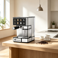 Machine à café expresso Anbolife à double chaudière avec thermocouple, écran tactile, mousseur à lait automatique, carafe à lait amovible, compatible OEM