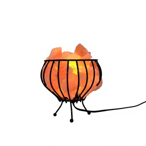 Himalayan Pink Salt Rock Lamp Iron Basket Base Natural Carved <b>Dimmer</b> Switch Table Home Decor Wholesale - Product Image 6