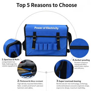 Electrician <b>Tool</b> <b>Bag</b> Oxford Fabric Waterproof Buckle Closure Portable 7-9 Pockets 30L Capacity <b>Tool</b> Hanging <b>Bag</b> - Product Image 5