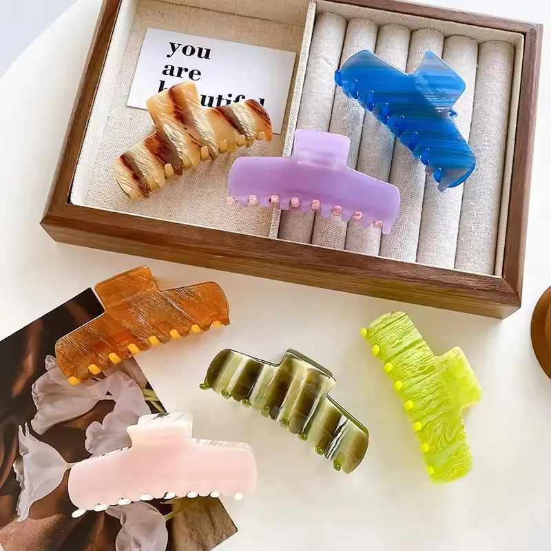 Yomo 2024 Acetic acid board Contrasting colors grab clip jelly color medium size shark clip hair accessory