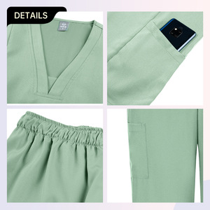 HZMNOI Scrub Suit Set V-Neck Moisture Wicking Split Uniforms For Medical Dental Beauty Workwear S XXL - Product Image 2