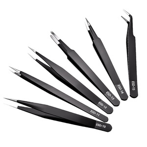 Tianzhuo Anti Static <b>Precision</b> Tweezers ESD 13 12 15 Stainless Steel Carbon Gray Industrial Electronics Repair <b>Tools</b> - Product Image 5