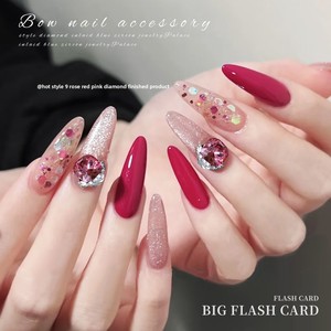 Paso Sico – Décorations d'ongles en cristal rose-rouge pavé, ultra-brillantes, en forme d'œuf, à angles droits, pour manucure DIY - Product Image 3