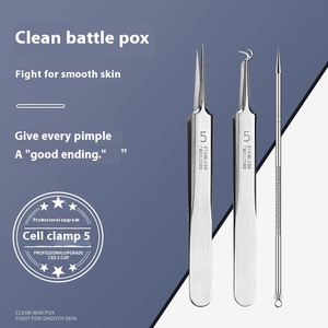 Kit professionnel d'extraction de points noirs et d'acné en acier inoxydable – Outil de suppression des comédons et de boutons, <span class=keywords><strong>pince</strong></span> à cellules pour le visage - Product Image 2