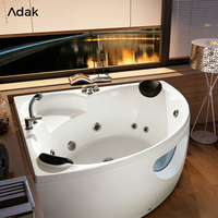 Baignoire triangulaire autoportante en acrylique Adak WB-5034, portable, pour intérieur, avec massage par air, bain à remous, drain, capacité 60+ gallons, design moderne