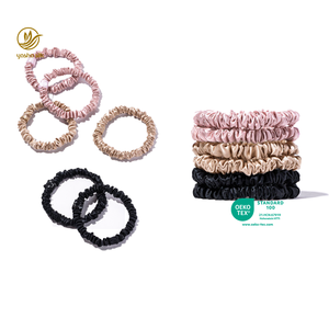 Soie mûrier 1cm soie chouchous Collection luxe haute élastique soie <span class=keywords><strong>cheveux</strong></span> accessoires femmes élastique pour queue de cheval <span class=keywords><strong>cheveux</strong></span> cravates ensemble - Product Image 2