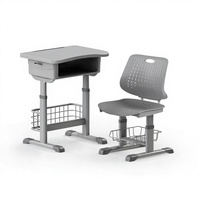 Chaise de bureau moderne et confortable à dossier simple avec accoudoirs pour mobilier scolaire de salle de classe primaire, structure en tube d'acier ovale, plastique