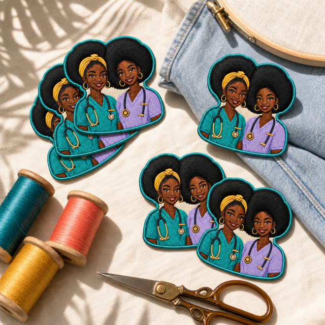 The New Hot Cartoon Character Embroidery Patches Wholesale Custom Iron on Nurse Applique Patches Custom Embroidery Black Girl