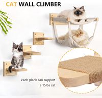 Nouveau bois massif double couche chat hamac balançoire lit suspendu avec escalier sur le mur