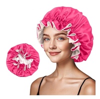 Bonnet de Douche en Dentelle Volantée Double Couche Ajustable de Haute Qualité, 100% Polyester, Impression Numérique Toutes Saisons, Vente en Gros