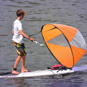 Voile à énergie éolienne pour paddleboard pliable orange pour 1 personne, eaux calmes et brise légère, usage récréatif - Product Image 1