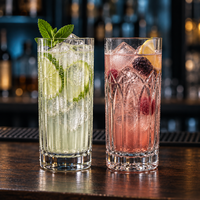 Großhandel Vintage Gravierte Collins Gläser Longdrink Cocktail Tumbler für Sprudelwasser Whiskey Gläser Bar Benutzerdefiniertes Logo