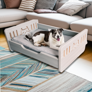 Diseño caliente Cama grande de madera para perros Cajón Muebles Cama extra para perros Marco de madera Cama para mascotas Muebles personalizados - Product Image 1