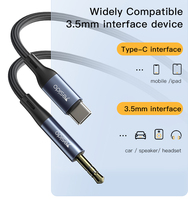 YAU36 Yesido Nylon Trenza USB Tipo C a 3,5mm Pin Jack Aux Cable para teléfono móvil Car Audio Cable Auriculares Aux Converter