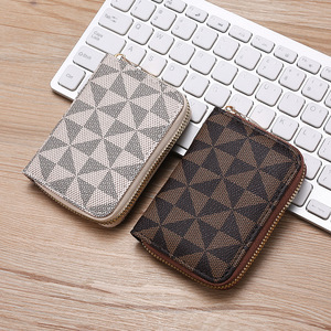 Porte-monnaie court zippé pour femme en cuir PU, motif géométrique vintage personnalisé, porte-cartes de crédit, vente en gros - Product Image 5