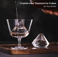 Bac à glaçons en métal de grande taille en forme de diamant pour whisky, cocktails, accessoires de bar, ensemble cadeau
