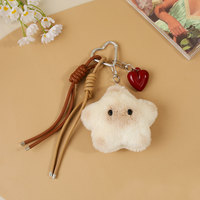 Article Tendance Nouveau Pendentif Sac en Peluche Mignon Pentagramme Corde Tressée en Cuir Porte-clés Cœur