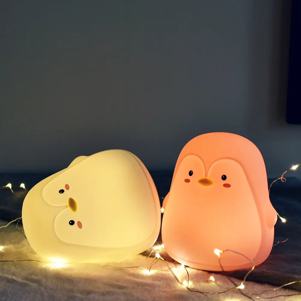 Cute Soft Silicone USB Rechargeable Touch Sensor Penguin Led Battery Night Light