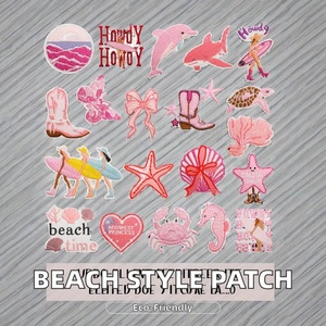 Parches Bordados Resistentes al Desgaste con Revestimiento de PVC, Estilo Playa, con Estrellas de Mar y Delfines Rosas, para Decoración de Sombreros y Bolsos, Accesorios - Product Image 3