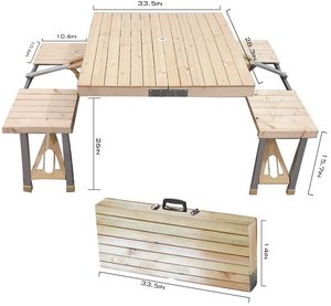 <strong>Folding</strong> <strong>Table</strong> and Chairs Set, Portable Picnic <strong>Table</strong> with 4 Seats for Outdoor Camping Picnic BBQ, Party and <strong>Dining</strong> - Product Image 2