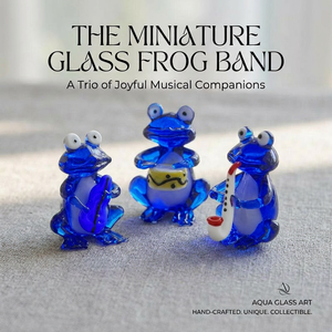Miniature en verre Aqua Glass Art : Trio musical décoratif d'oiseaux bleus en verre de Murano, artisanal, style Art Déco - Product Image 2