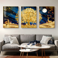 Peinture sur toile abstraite Arbre à argent pour décoration d'entrée, affiche moderne, peinture sur porcelaine cristalline imprimée, vente en gros