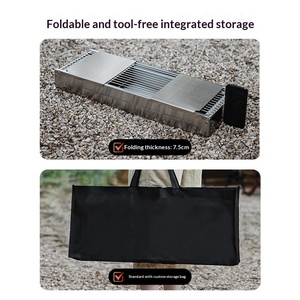 Barbecue en acier inoxydable épaissi pour usage domestique, portable, pliable, au charbon de bois, avec grande grille, barbecue en acier inoxydable - Product Image 1