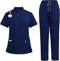 Tenue de travail médicale unisexe pour salon de beauté, ensemble de blouses à col montant et fermeture éclair, quatre poches, en sergé polyester élasthanne, pour hôpital