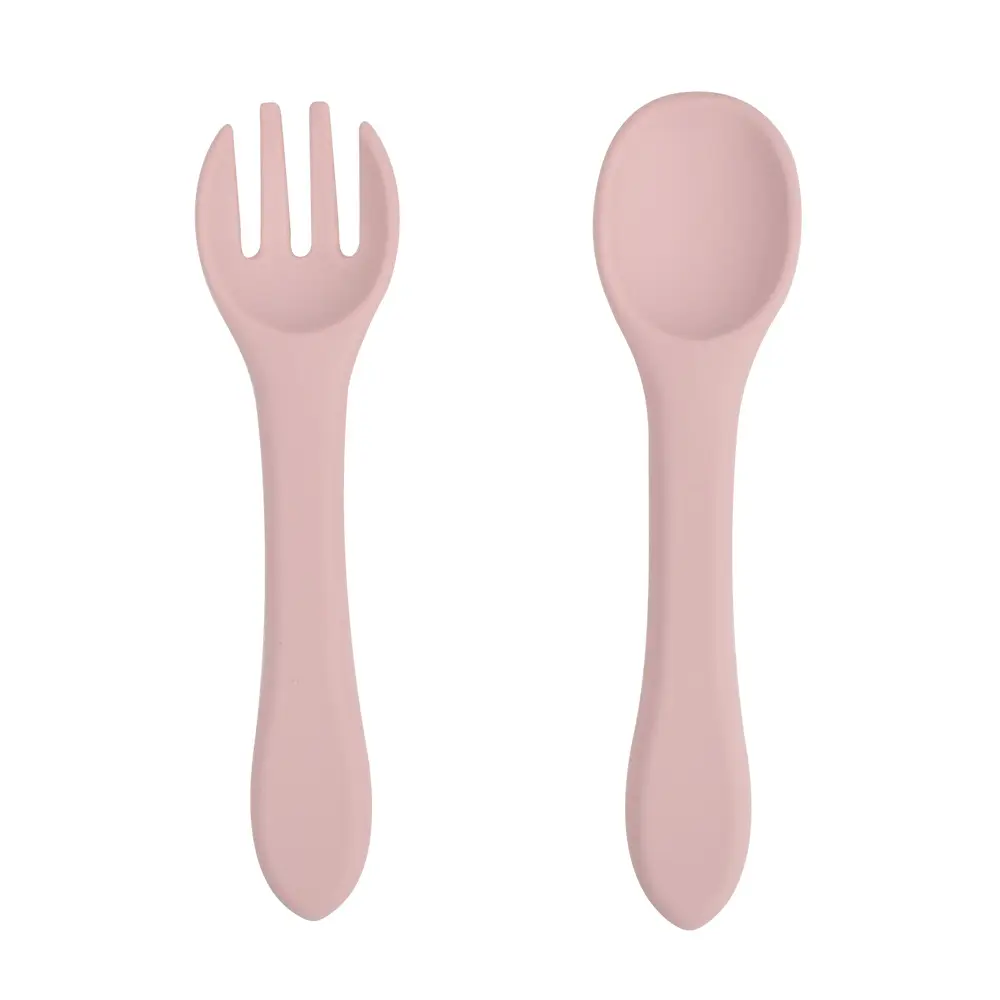 Bán Buôn Tái Sử Dụng Đầy Màu Sắc Bpa Free Đào Tạo Silicone Bé Kids Spoon Và Fork Set