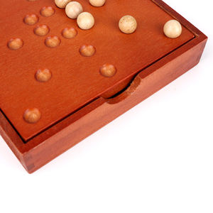 Wooden <strong>Solitaire</strong> Game Classic <strong>Board</strong> Game Marble Chess Mind Game 14cm Round <strong>Board</strong> with Wooden Balls - Product Image 4