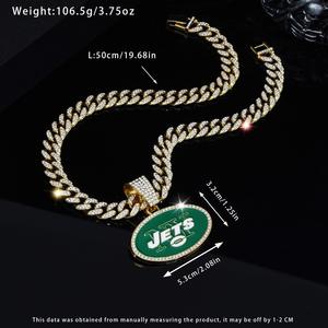 <span class=keywords><strong>Collier</strong></span> Champion personnalisé avec <span class=keywords><strong>pendentif</strong></span> serti de diamants, <span class=keywords><strong>pendentif</strong></span> NFL New York Jets, style punk hip-hop, <span class=keywords><strong>collier</strong></span> chaîne cubaine - Product Image 5