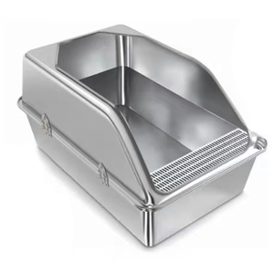 Litière pour chat en acier inoxydable épaissi Pet Extra Large Boîte à litière pour chat de type ouvert de 9 pouces avec couvercle - Product Image 6
