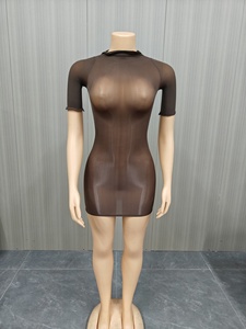 ชุดเดรสสั้นรัดรูปเซ็กซี่สไตล์ยุโรปอเมริกัน รุ่น FF1476 เนื้อผ้ายืดหยุ่นเป็นพิเศษ เงางาม ซีทรู ทรงดินสอ เหมาะสำหรับใส่ไปเที่ยวคลับ - Product Image 6