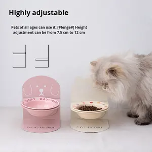 Bol rond à aspiration magnétique écologique en céramique solide pour chien de grande taille Protection de la colonne cervicale Anti-choc incliné détachable - Product Image 2