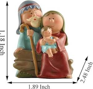 स्टॉक उत्पादों में लघु रचनात्मकता सेट परिवार की मूर्तियों-पवित्र परिवार की मूर्तियों क्रिसमस इनडोर सजावट - Product Image 3