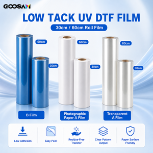 ฟิล์ม Goosam Low Tack ขนาด 60 ซม. x 30 ซม. ฟิล์ม UV DTF แบบม้วน AB PET ฟิล์มสติกเกอร์แบบเย็นสำหรับติดแก้ว กระดาษ พิมพ์ลายแบบ Low Viscosity - Product Image 1