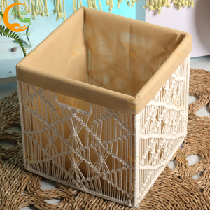 Ecoka Premium Quality <b>White</b> Macrame Cotton <b>Basket</b> 12 inches Handmade <b>Storage</b> Organizer Eco-Friendly Decorative <b>Basket</b> - Product Image 1