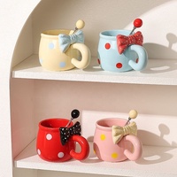 Mug à café en porcelaine de haute qualité de 12 oz avec un design de dessin animé, style pois, cuillère pour cadeaux promotionnels emballés