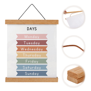 Children's Preschool Alphabet <strong>Word</strong> Education Magnetic Poster Hanger Frame 24x18 Solid Teak Wood Scroll <strong>Canvas</strong> Print Wall <strong>Art</strong> - Product Image 1